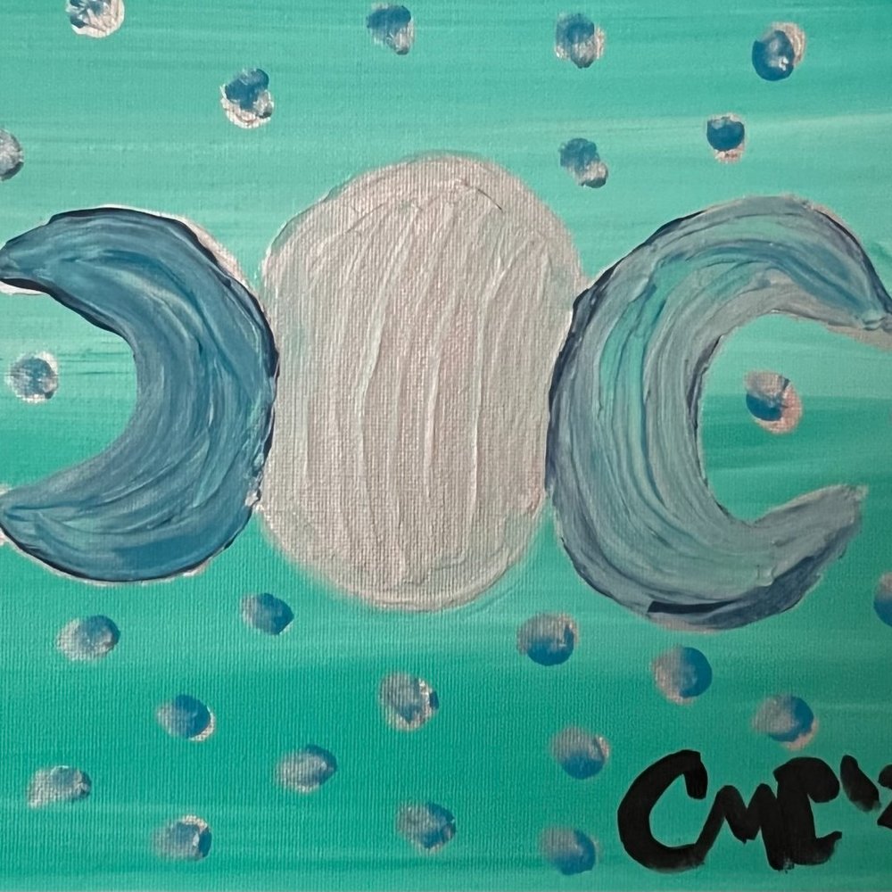 Original 8x10 Canvas Painting  - Moons